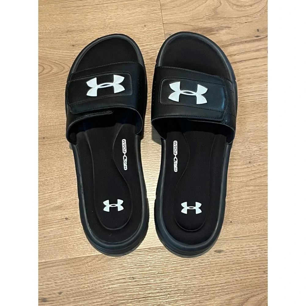Under Armour Ignite 4D Slide Sandals Mens 13 Black Comfort Recovery Slip-On